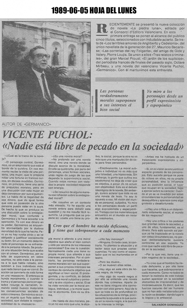 Vicente Puchol Hoja del Lunes